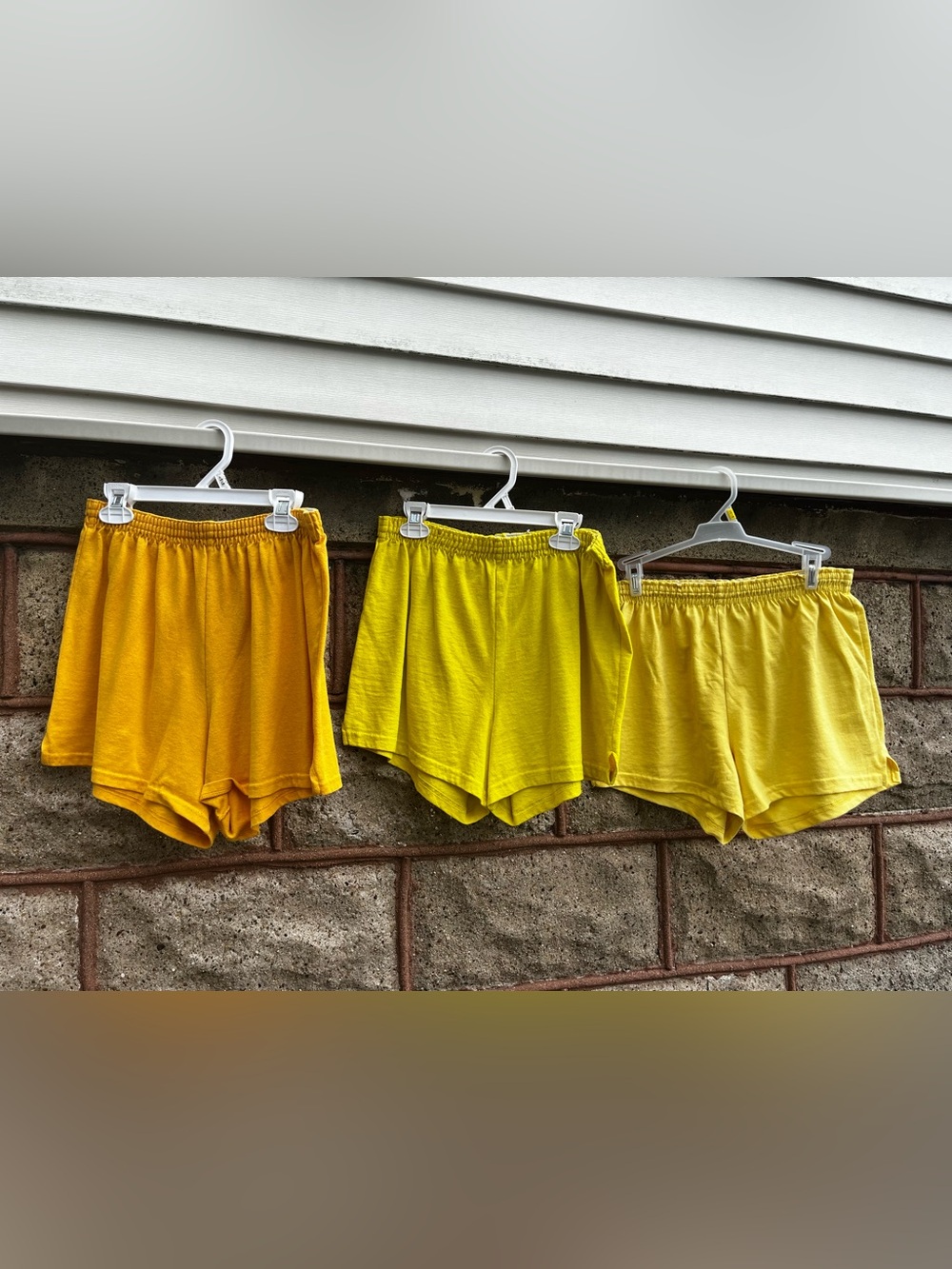 Lot of 3 Soffe Junior large Bright Yellow Athletic Elastic-Waist Shorts